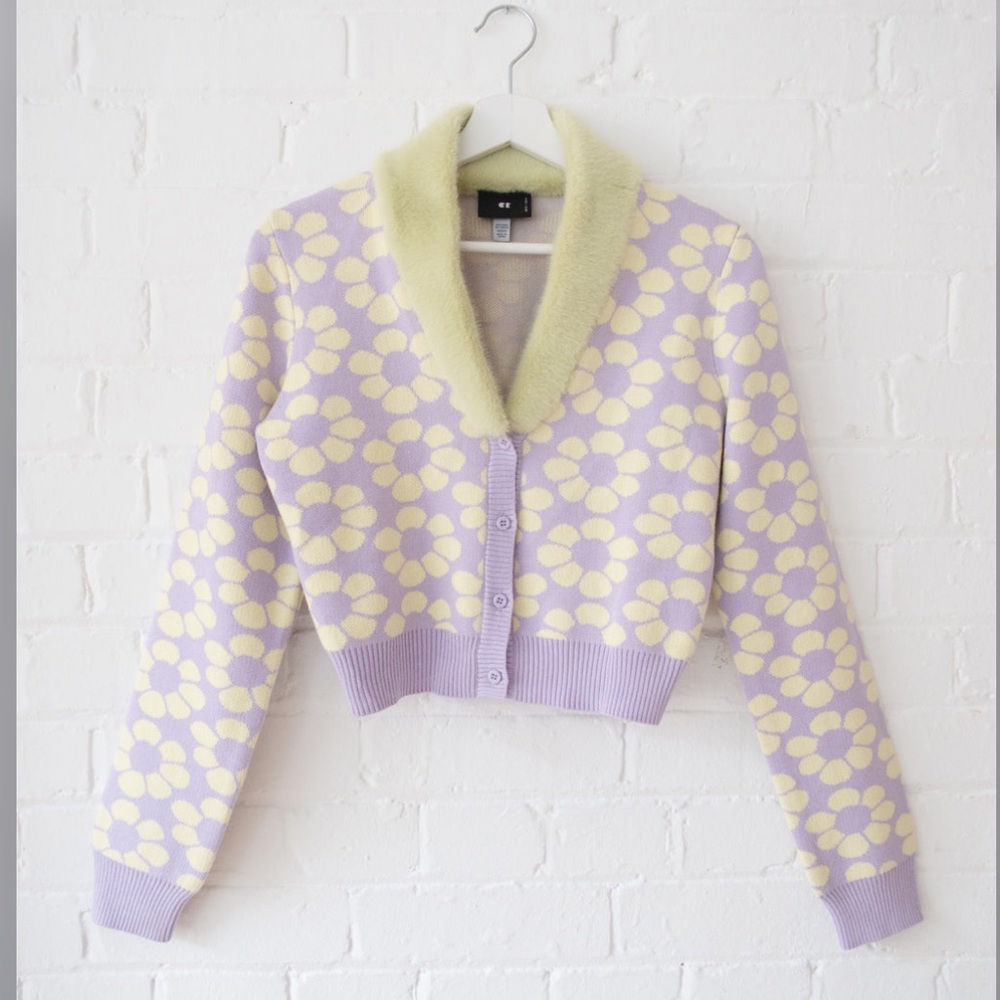 Lazy Oaf Sweaters Lazy Oaf Flower Repeat Furry Ca… - image 1